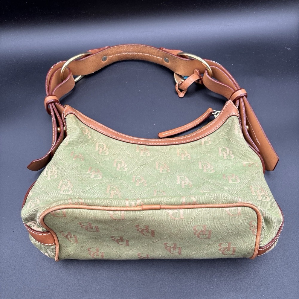 Dooney & Bourke Quilt DB Signature Y2K Hobo Shoulder Bag Small Green
